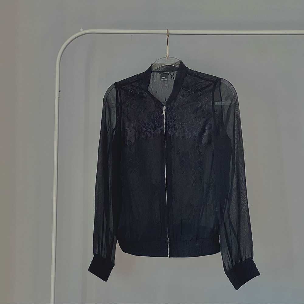 CLUB MONACO Allegra Silk Lace Bomber Jacket
